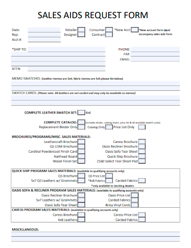 sample sales aids request form template