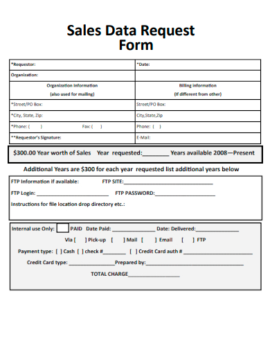 sample sales data request form template