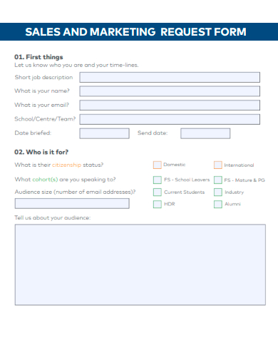 sample sales marketing request form template