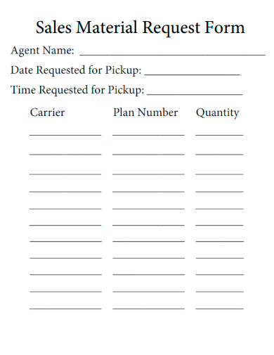 sample sales material request form template