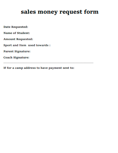 sample sales money request form template