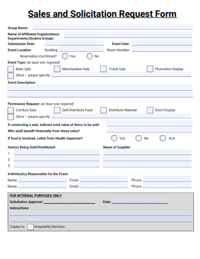 sample sales and solicitation request form template