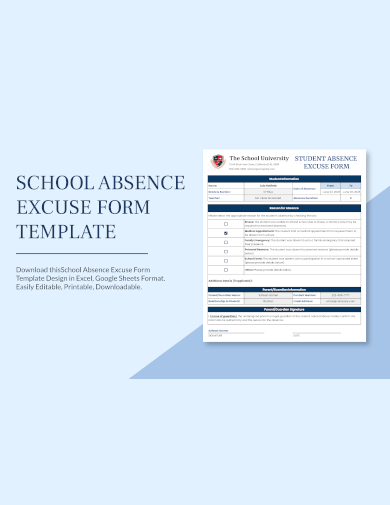 sample school absence excuse form template