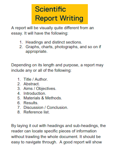 sample scientific report writing template