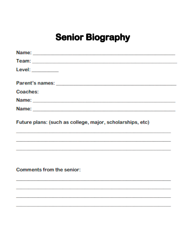 sample senior biography form template