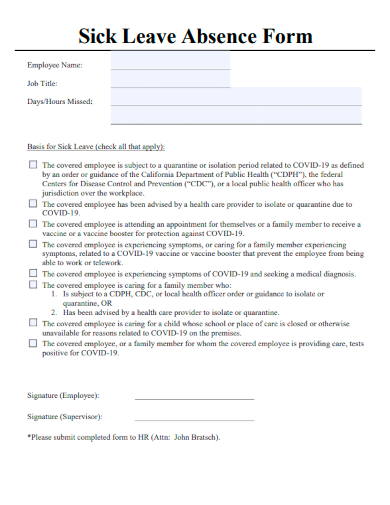 sample sick leave absence form template