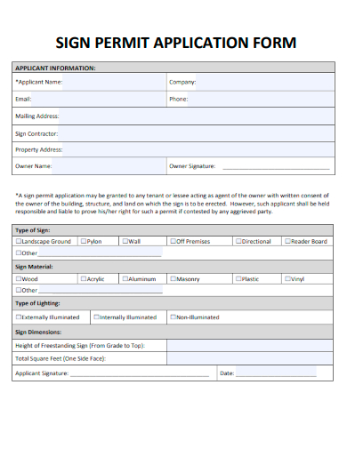 sample sign permit application template