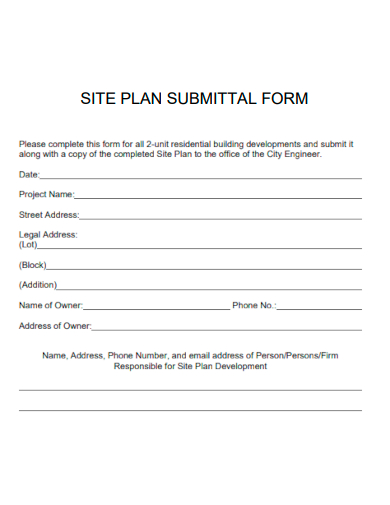 sample site plan submittal form template