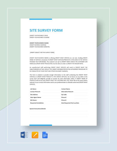 sample site survey form template