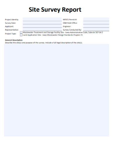 sample site survey report form template