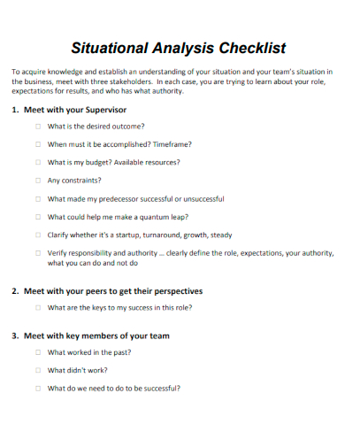 sample situational analysis checklist template
