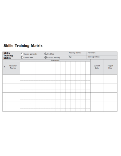 sample skills training matrix template
