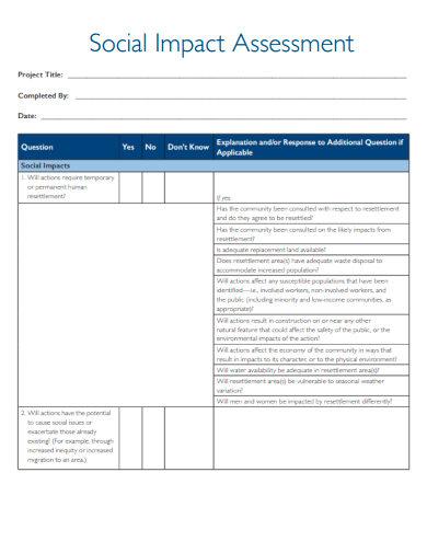 sample social impact assessment template