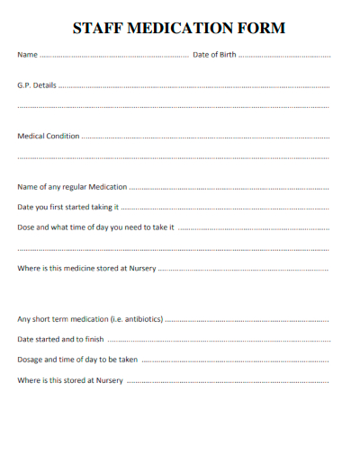 sample staff medication form template