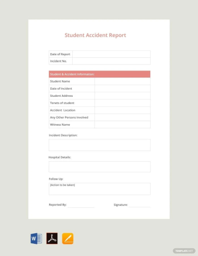 sample student accident report template
