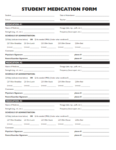 sample student medication form template
