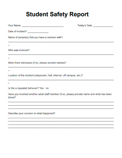 sample student safety report template