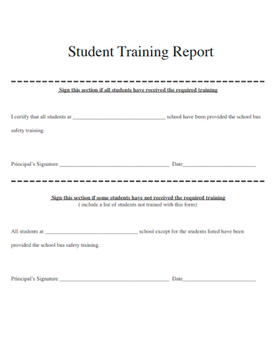 sample student training report template