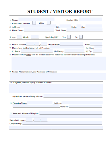 sample student visitor report template