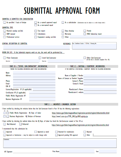 sample submittal approval form template