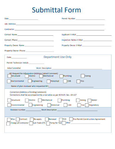 sample submittal form blank template