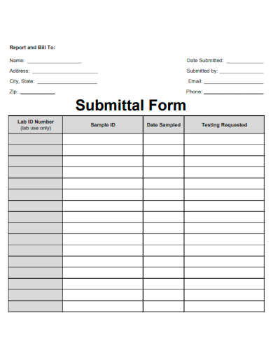 sample submittal form standard template