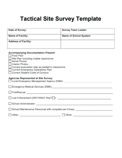 sample tactical site survey form template