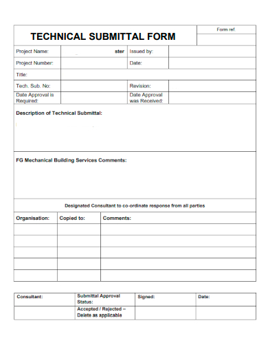 sample technical submittal form template
