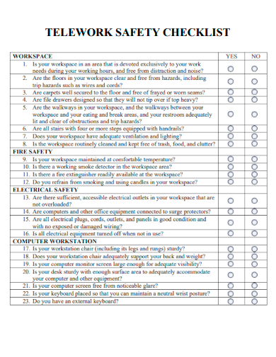 sample telework safety checklist template