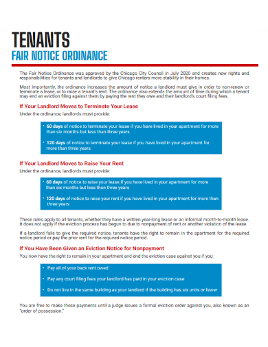 sample tenants fair notice ordinance template