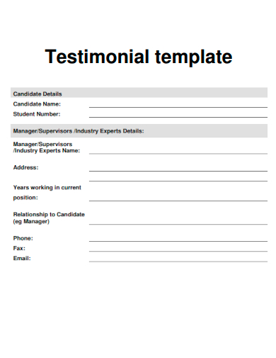 sample testimonial blank template
