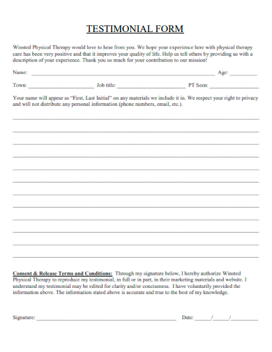 sample testimonial form template