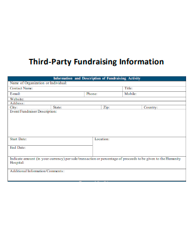 sample third party fundraising information template