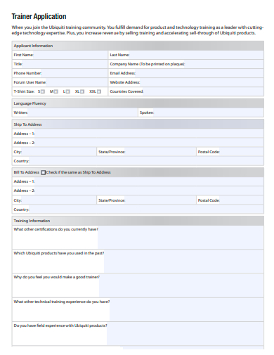 sample trainer application template