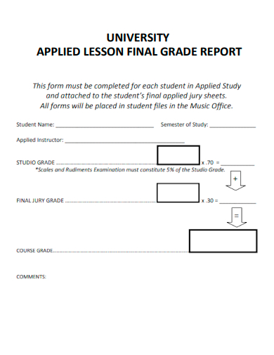 sample university applied lesson final grade report template
