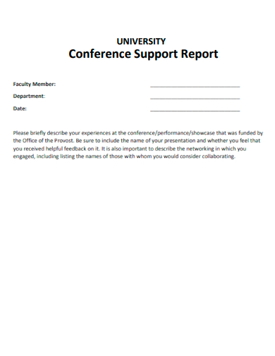 sample university conference support report template