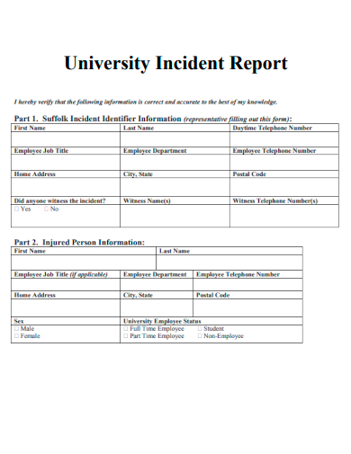 sample university incident report template