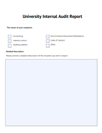 sample university internal audit report template