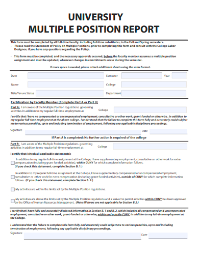 sample university multiple position report template