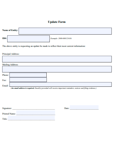 sample update form template
