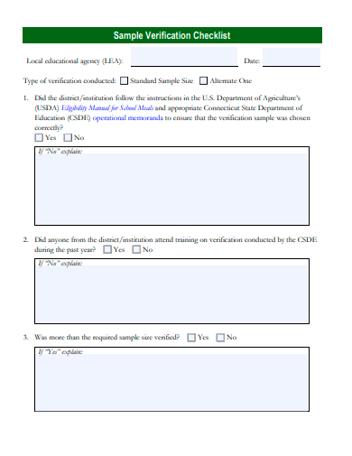 sample verification checklist template