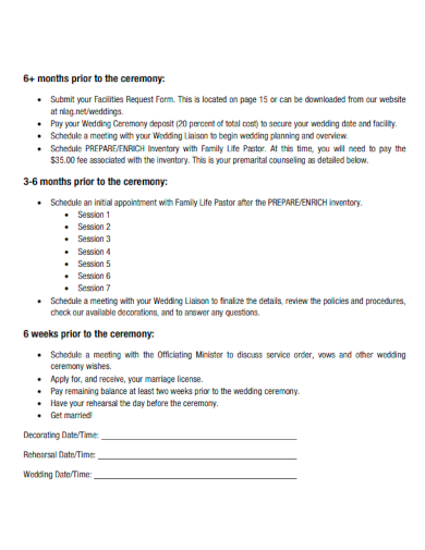 sample wedding ceremony checklist template