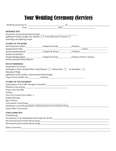 sample wedding ceremony service template