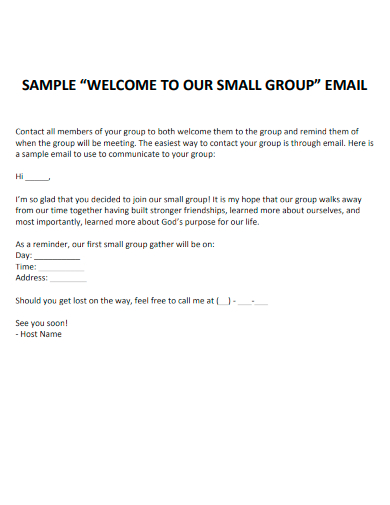 sample welcome group email template