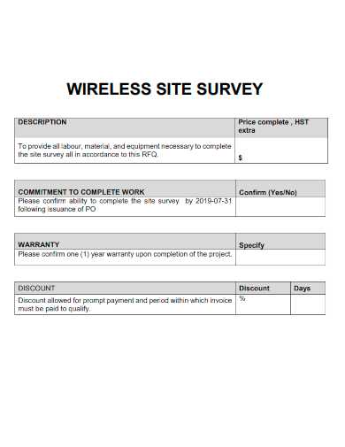 sample wireless site survey form template