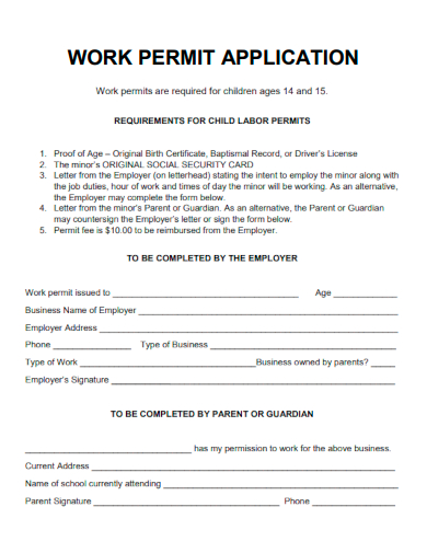sample work permit application template