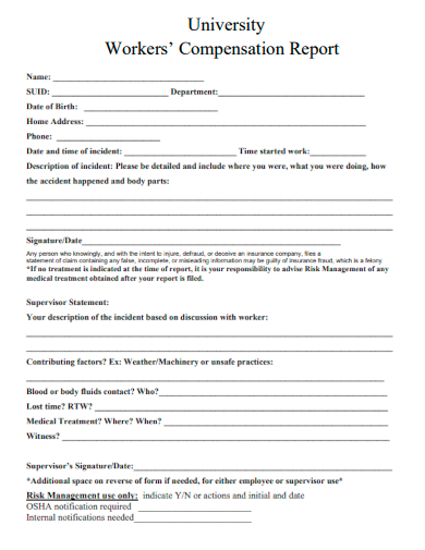 sample workers compensation report template
