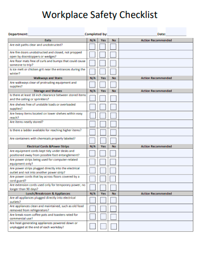 sample workplace safety checklist template