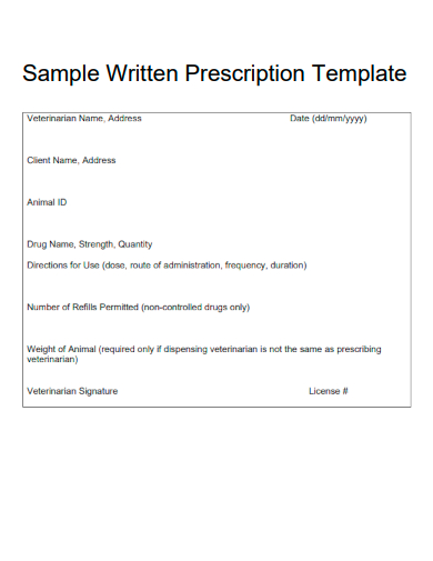 sample written prescription template