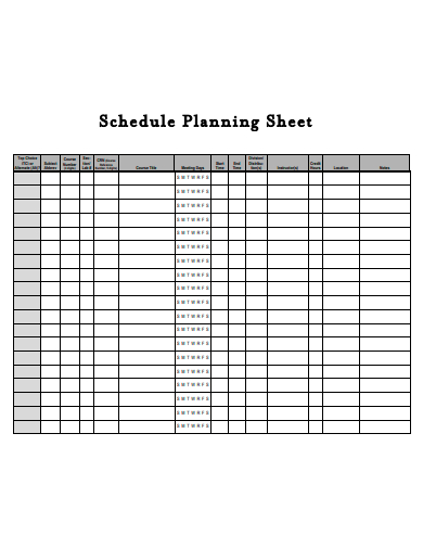 schedule planning sheet template